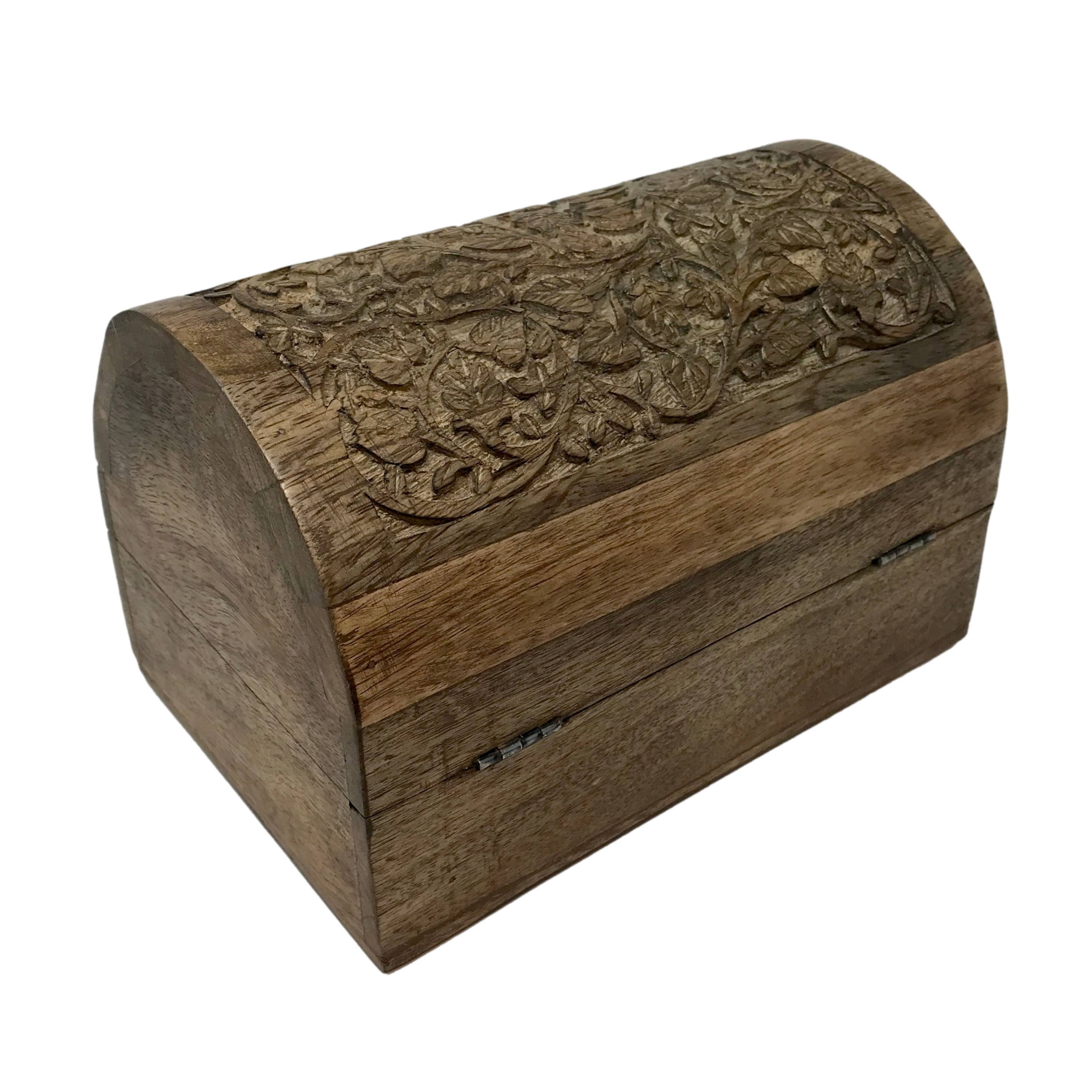 Wilco Home – wholesale Decorative box – Hand-Carved Wood "Vines" Hinged Box Table Chest7