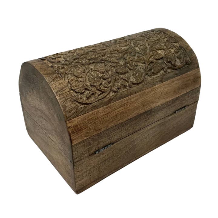 Wilco Home - Wholesale Decorative Box - Hand-Carved Wood "Vines" Hinged Box Table Chest7