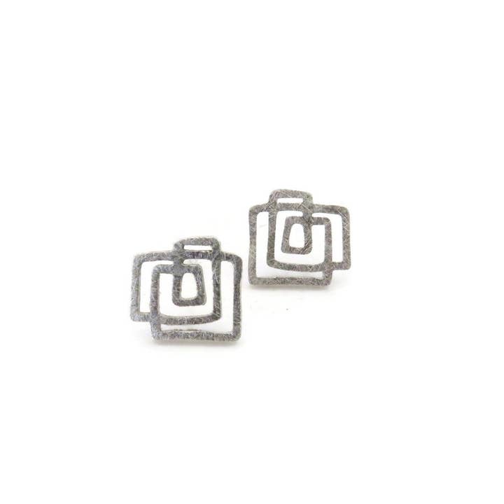 Kimya Joyas - Wholesale Stud/Post Earrings - Architectural Silver Stud Earrings4