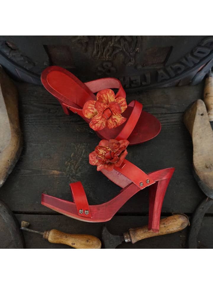 Mario Doni - Wholesale High Heels - Women's - Women's Clog in Vegetable-Tanned Leather, Wooden Clogs Heel #33