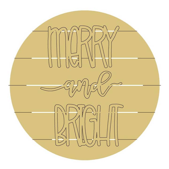 Merry And Bright Design By Lines Unfinished Wood Cutout for wholesale by Diverse Woodworking