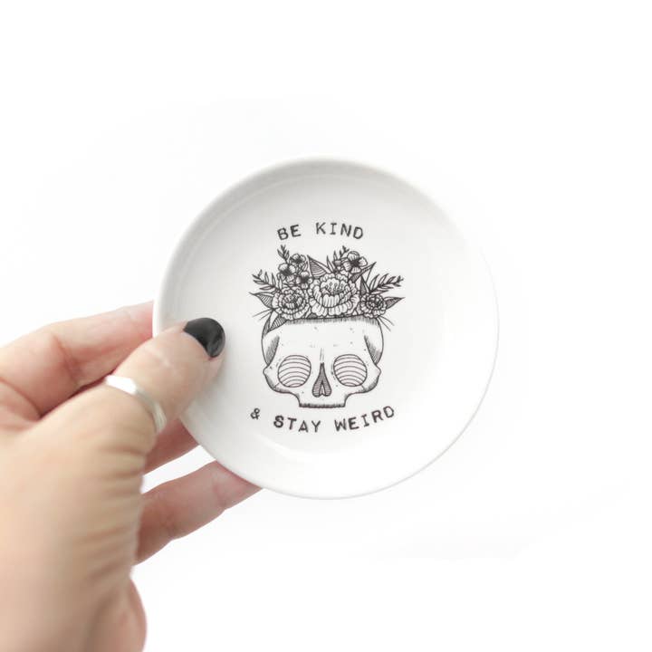 Electric Little Things - Wholesale Jewelry Dish - Be Kind and Stay Weird Skull Trinket Tray, jewelry dish