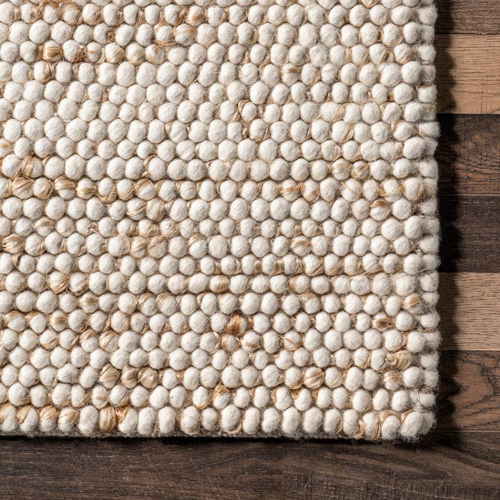 Ivory Deeanna Casual Textured Wool Area Rug for wholesale on Faire3