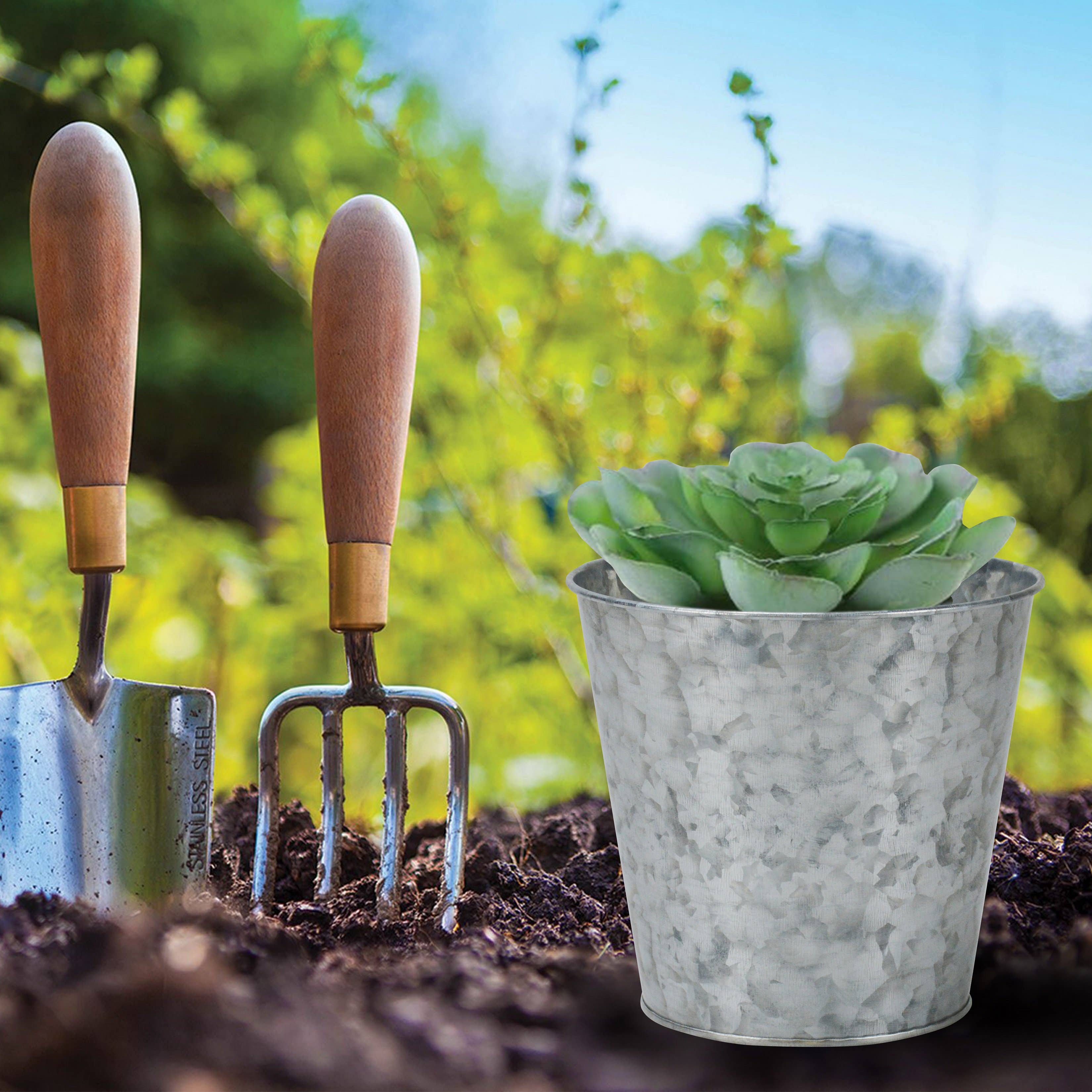 DAHO – Großhandel Blumentopf – 5,12 Zoll (13 cm) Metallblumentopf / Vase für Zuhause, Garten, Hochzeit, Außenbereich11