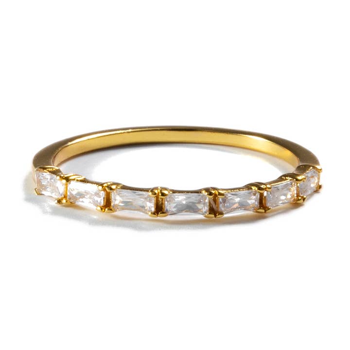 18K Gold Slim Baguette Tennis Ring for wholesale by Brenda Grands Jewelry