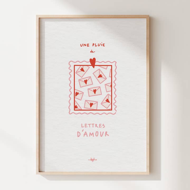 Affiche message amour A4 — Pluie de lettres — c pour toi pour la vente par Studio c pour toi