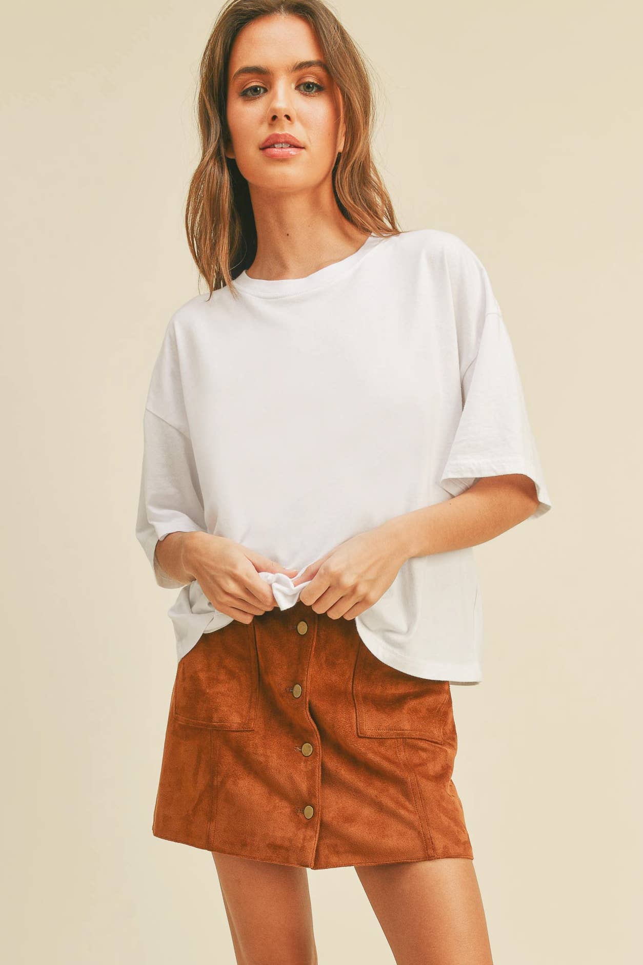 Honestee – wholesale T-shirt – women's – Blank Long Cropped T-Shirt11