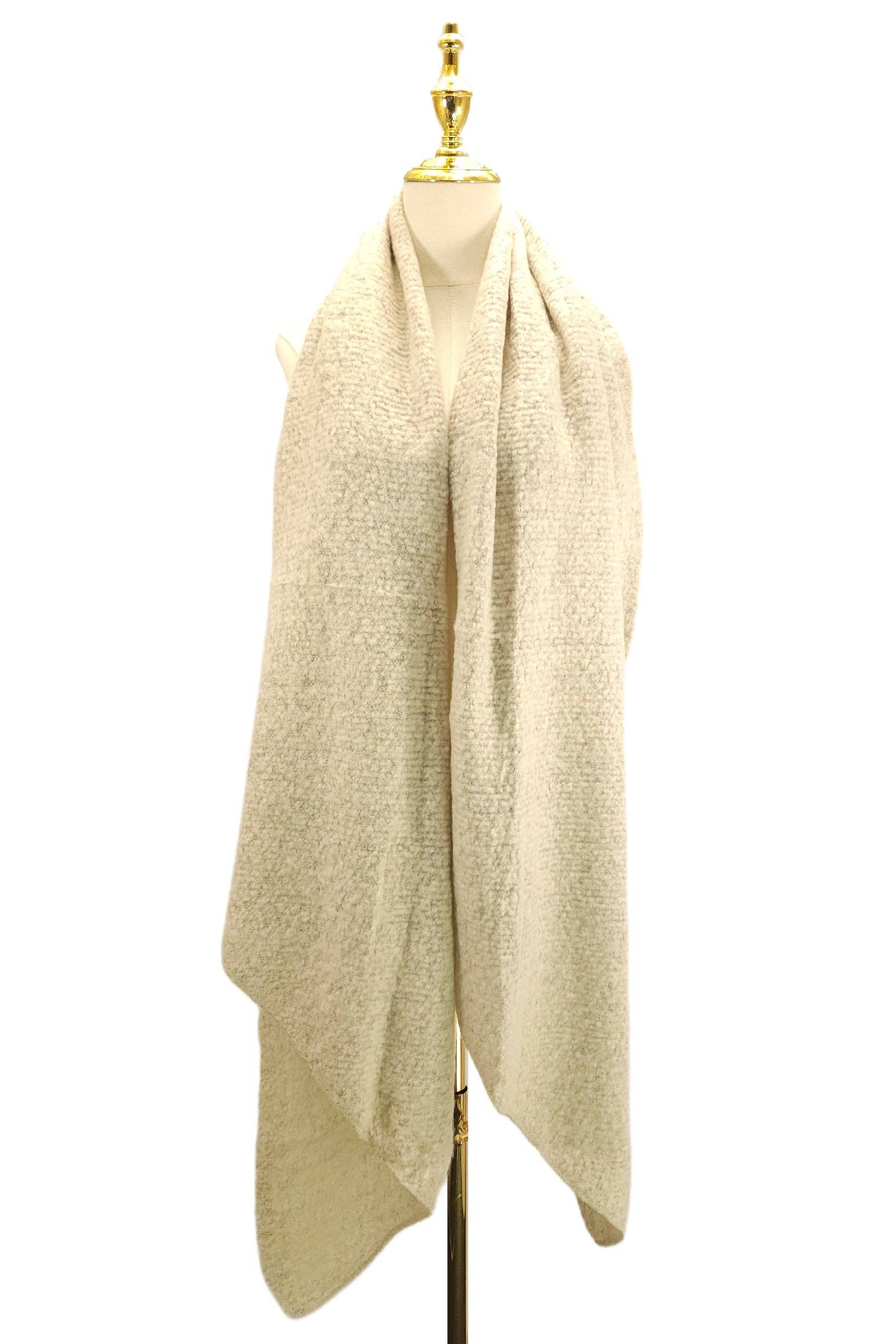Fashion Scarf World - Wholesale Scarf - Women's - Plain Boucle Diagonal Edge Wool Scarf11