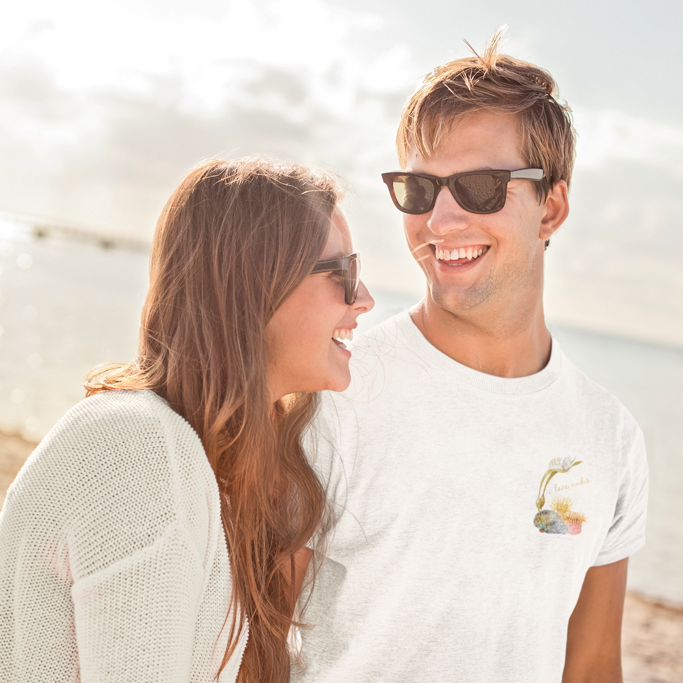 I LOVE NUDIS - Wholesale Screen Printed T-Shirt - Unisex - I LOVE NUDIS™ Watercolor Ocean Creatures 100% Cotton Tee2