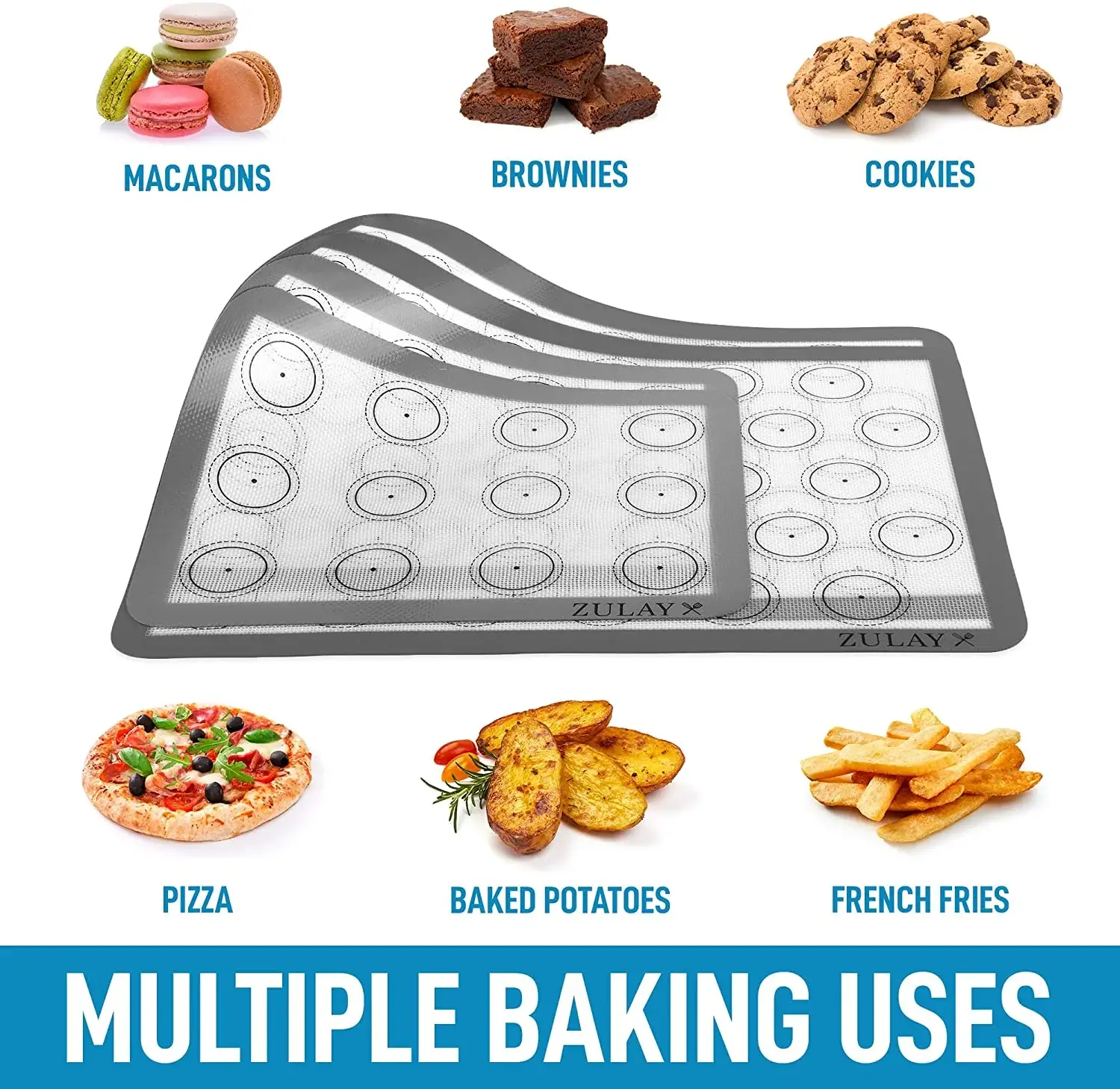 Zulay Kitchen - Wholesale Baking Sheet/Mat - Macaron Silicone Baking Mats With Pre-printed - Set of 44