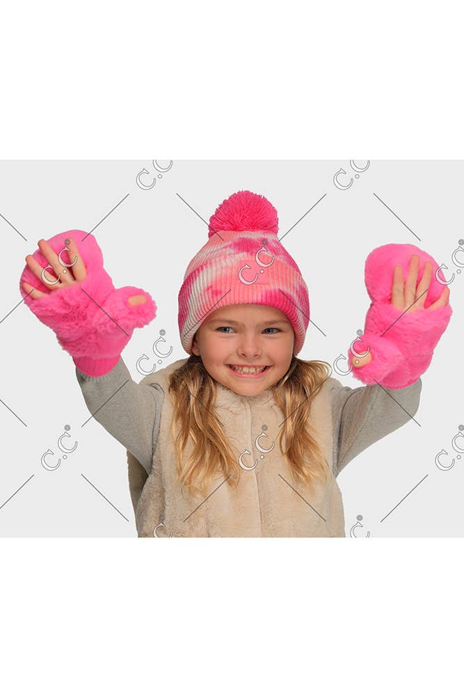Hana - Vente Gants – enfant - Gants convertibles en fausse fourrure C.C pour enfants5
