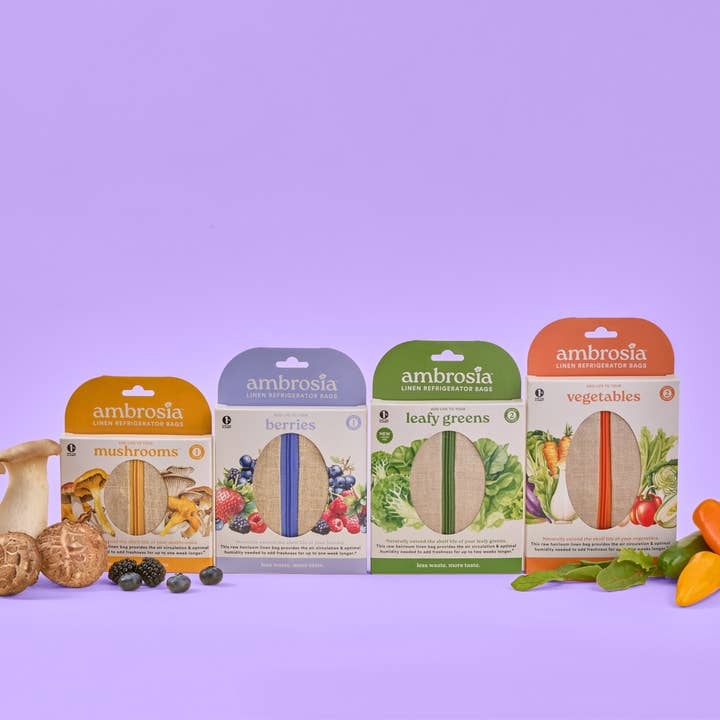 Ambrosia Bag - Wholesale Food Storage Wrap/Bag - Reusable Produce Bags Set of 4 | Fridge Storage |Best Seller2