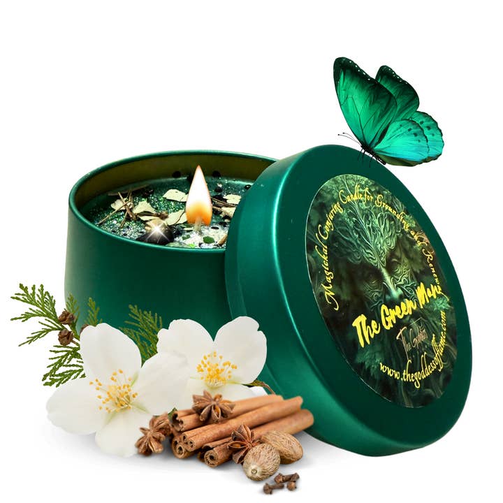 The Green Man Magic Conjuring Candle for wholesale by The Goddess of Flame