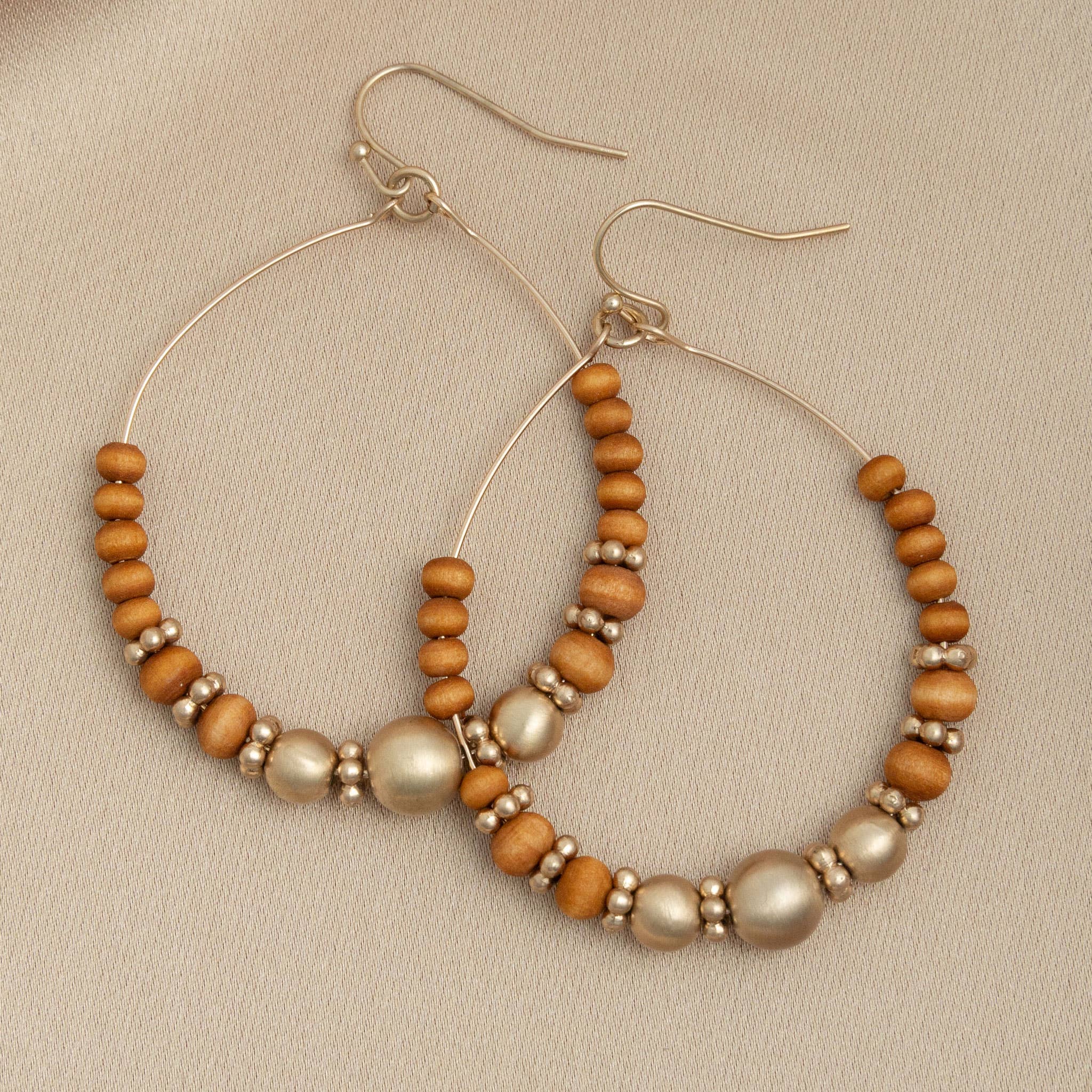 Mocha Bisque Lani Nickel-Free Classic Wooden Hoop Drop Earrings for wholesale on Faire0