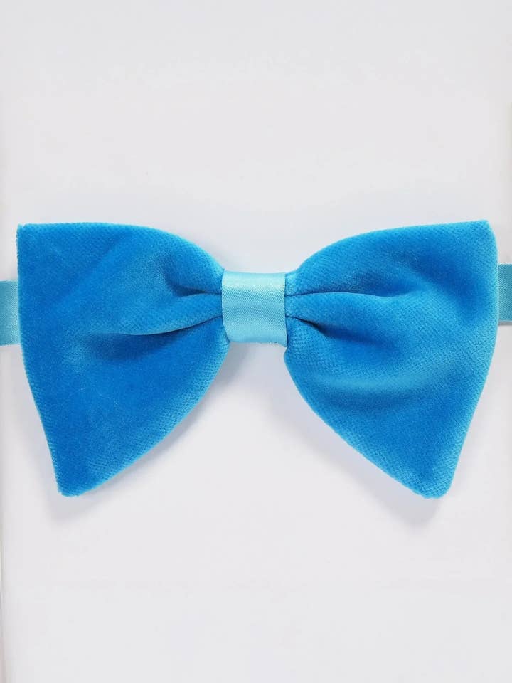 Pajarita de Terciopelo de Algodón Preanudada - Azul para venta al por mayor de Ron Tomson