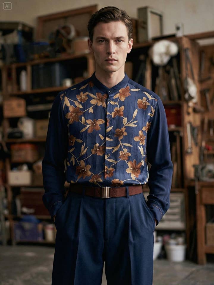 Camisa 100% Seda - Pieza Única - Talla M/L para venta al por mayor de Emile Garçon