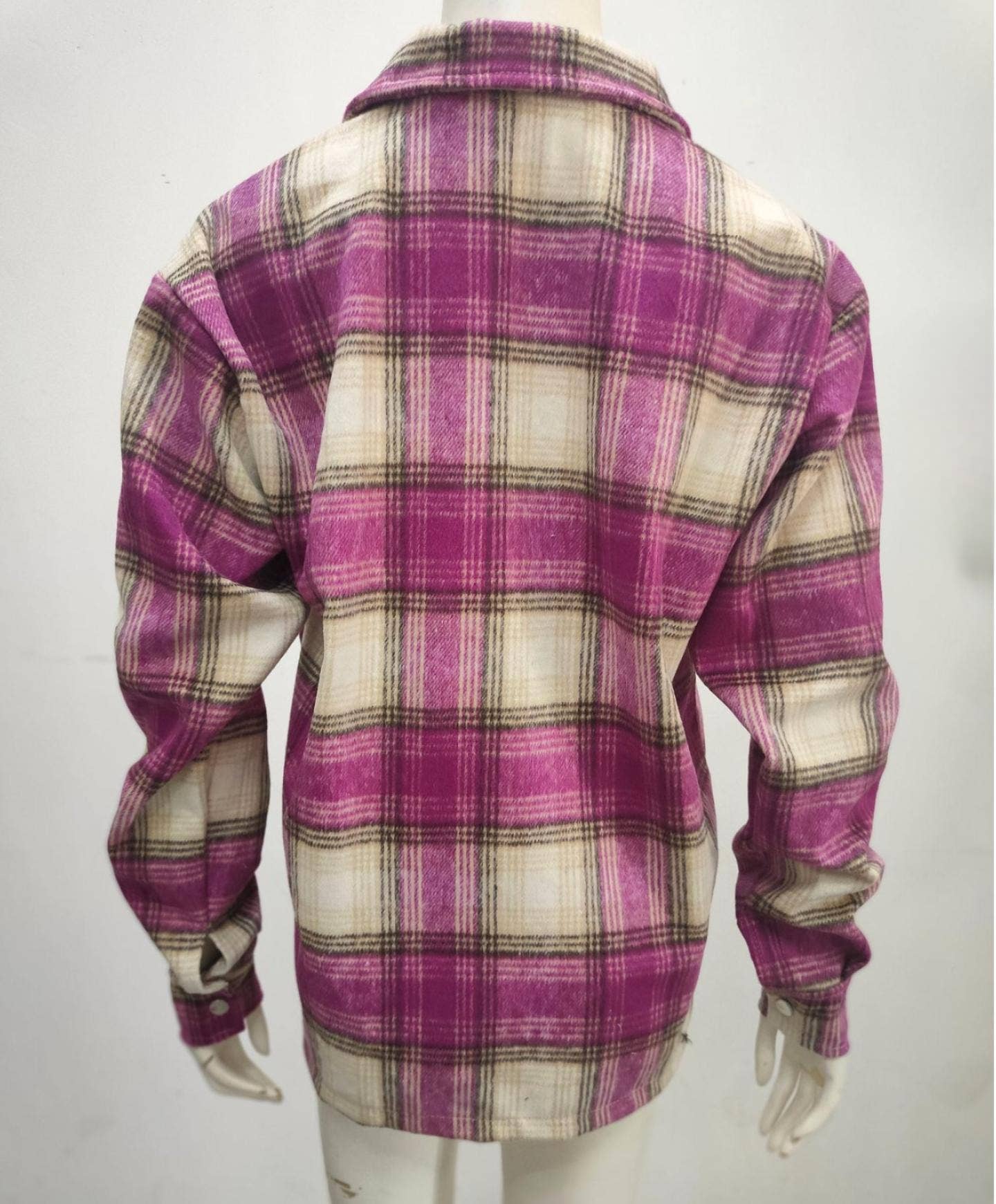 Rosa Clothing - Wholesale Shirt Jacket/Shacket - Women's - Contrasting long-sleeved brushed plaid jacket9