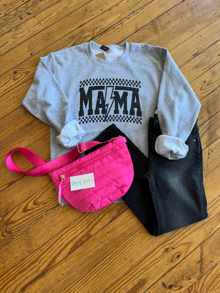 MAMA Checkered Crewneck for wholesale by Lhite Graphics