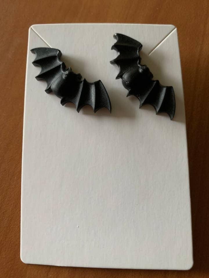Clay bat earrings for wholesale by Quirkyhickfords