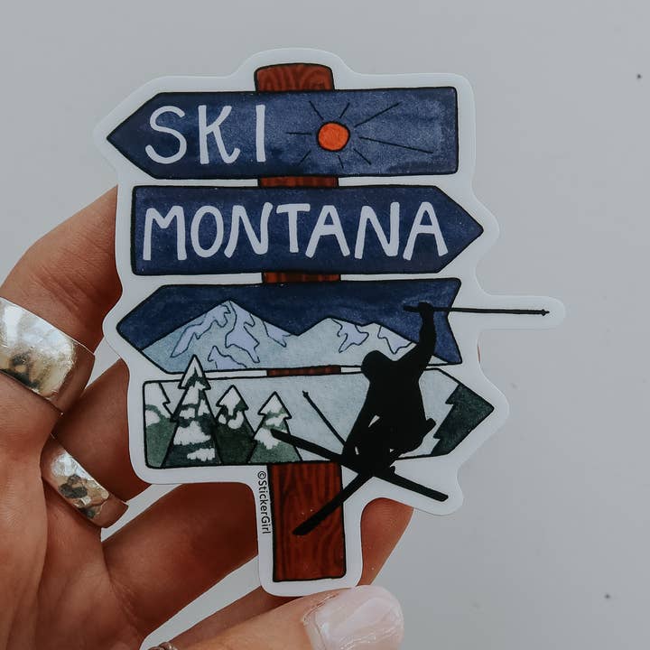 Autocollant en vinyle panneau de piste Ski Montana pour la vente par Sticker Girl