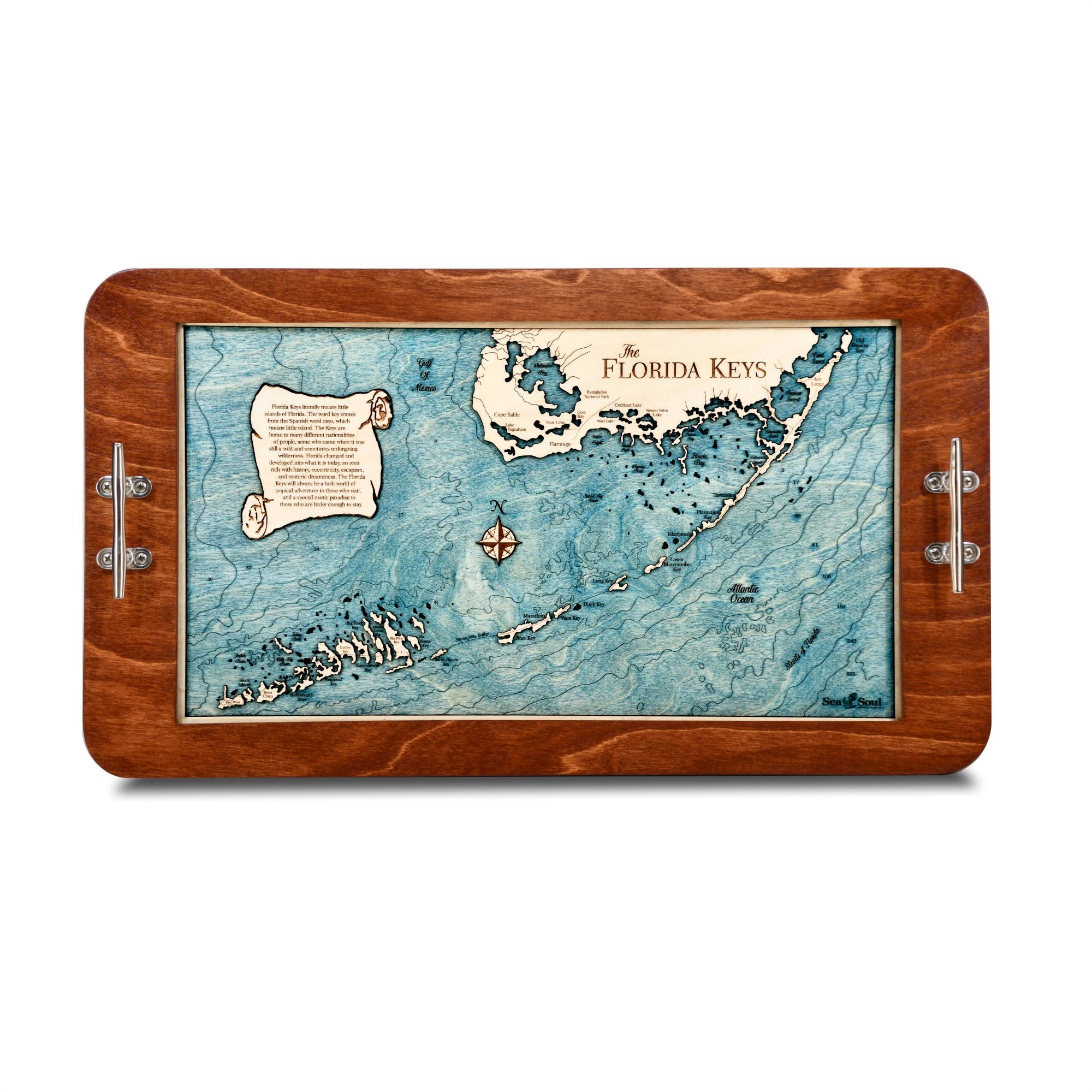 Sea & Soul Nautical Chart Art – Großhandel Serviertabletts – Küsten-Florida Nautische 3D-Holzkarte Serviertablett & Wandkunst12