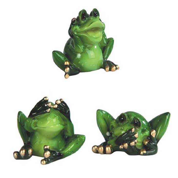 Wholesale 3-PC Evil Frog Set 2W Animal Figurine Home Decor Gifts