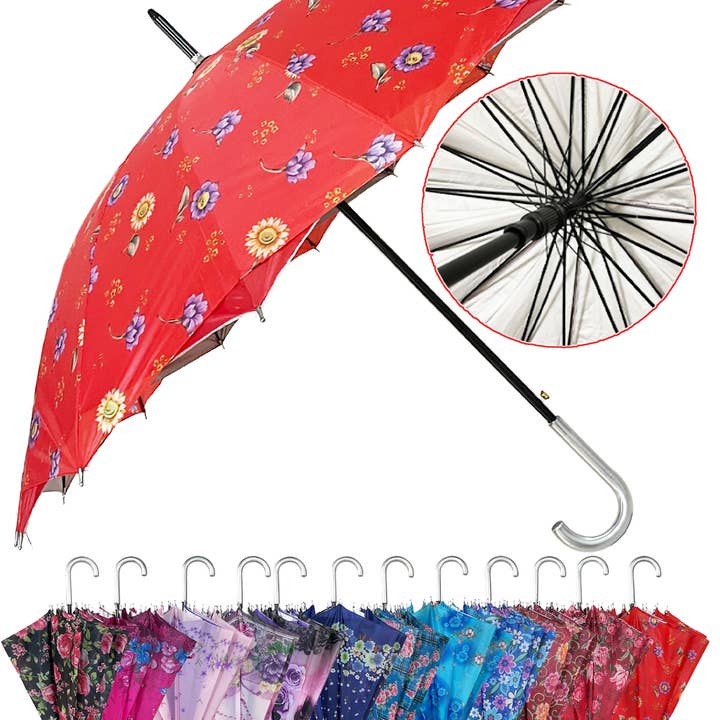 Assorted Floral Double Layer 16-Panel Umbrella - 23.5 Inch for wholesale on Faire0