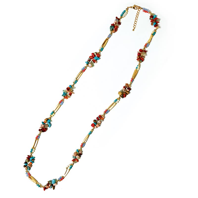 AMORINO SRL - Wholesale Beaded/Pearl Necklace - LONG NECKLACE WITH CRYSTALS AND STONES - HZM24144A8634