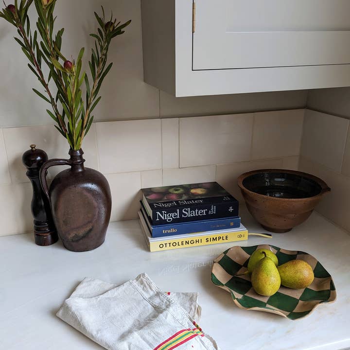 Rosie Gore - Wholesale Platter - Green Wavy Check Serving Platter2