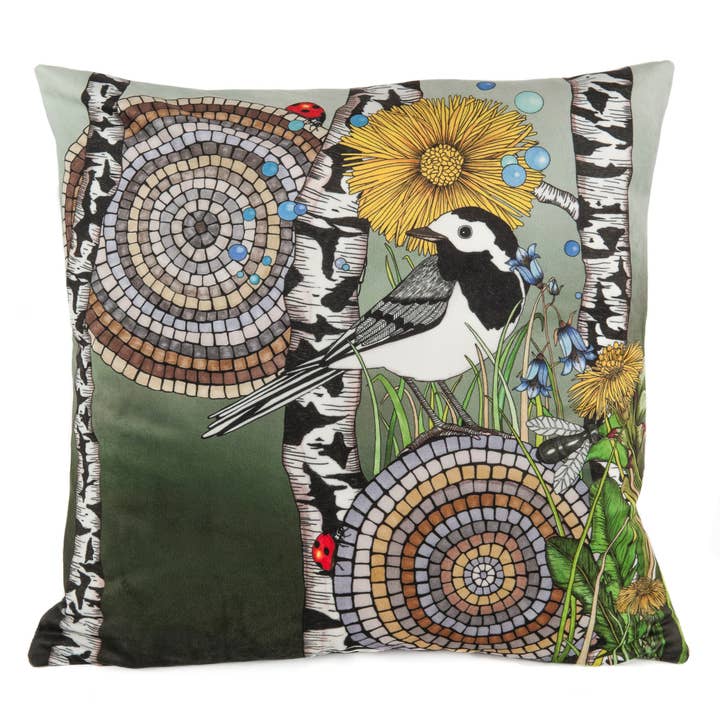 Capa de Almofada 20x20” (48x48 cm) Wagtails Moody por atacado de Nadja Wedin design