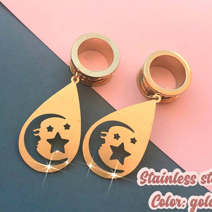 Tear drop måne- Guld for engroshandel hos Sweet Art Neck