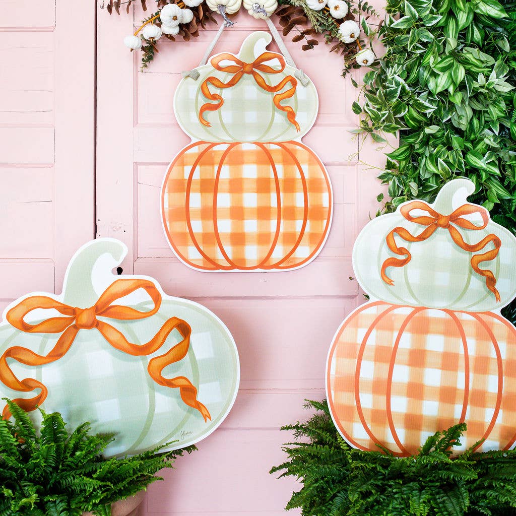 Songbird Grove Collection - Wholesale Garden/Lawn Stake - Orange Stacked Pumpkin Duo Garden Stake3