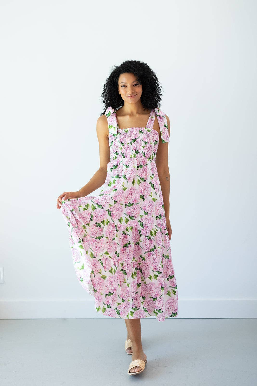 Kathleen Maeve - Wholesale Dress - Women's - Emma Bow Maxi Dress | Pink Hydrangeas11