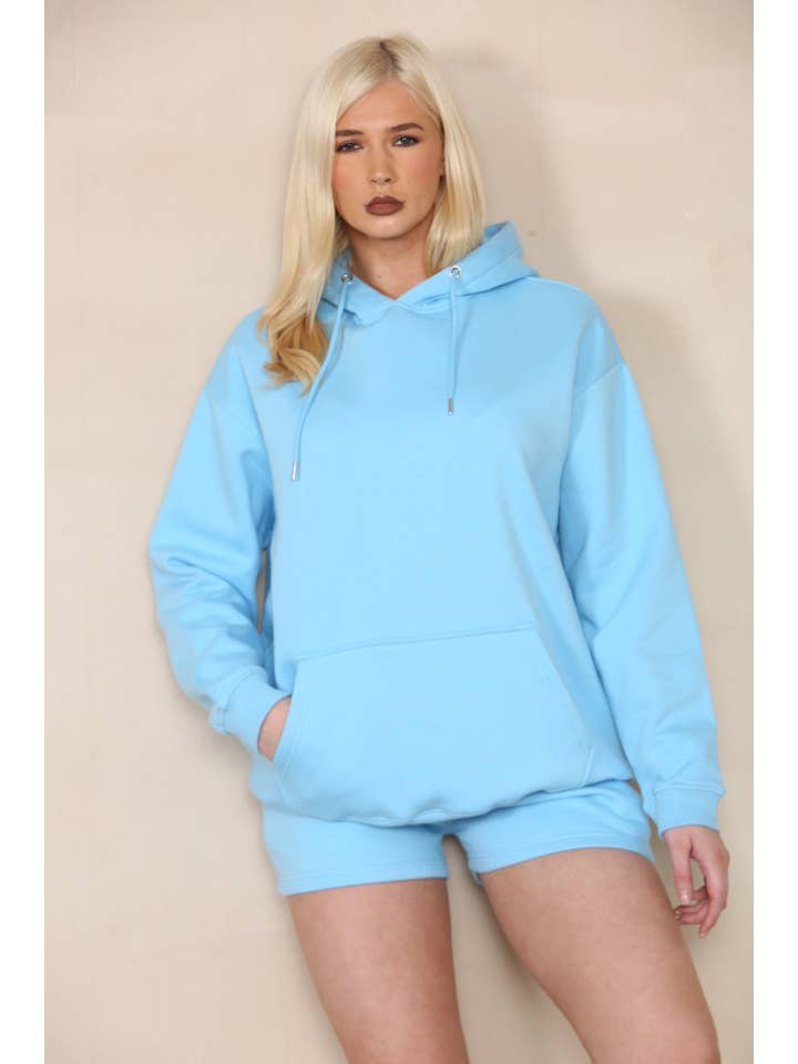 Stylewise Direct - Vente Ensemble de vêtements d'intérieur – femme - Ensemble surdimensionné à capuche et short en polaire