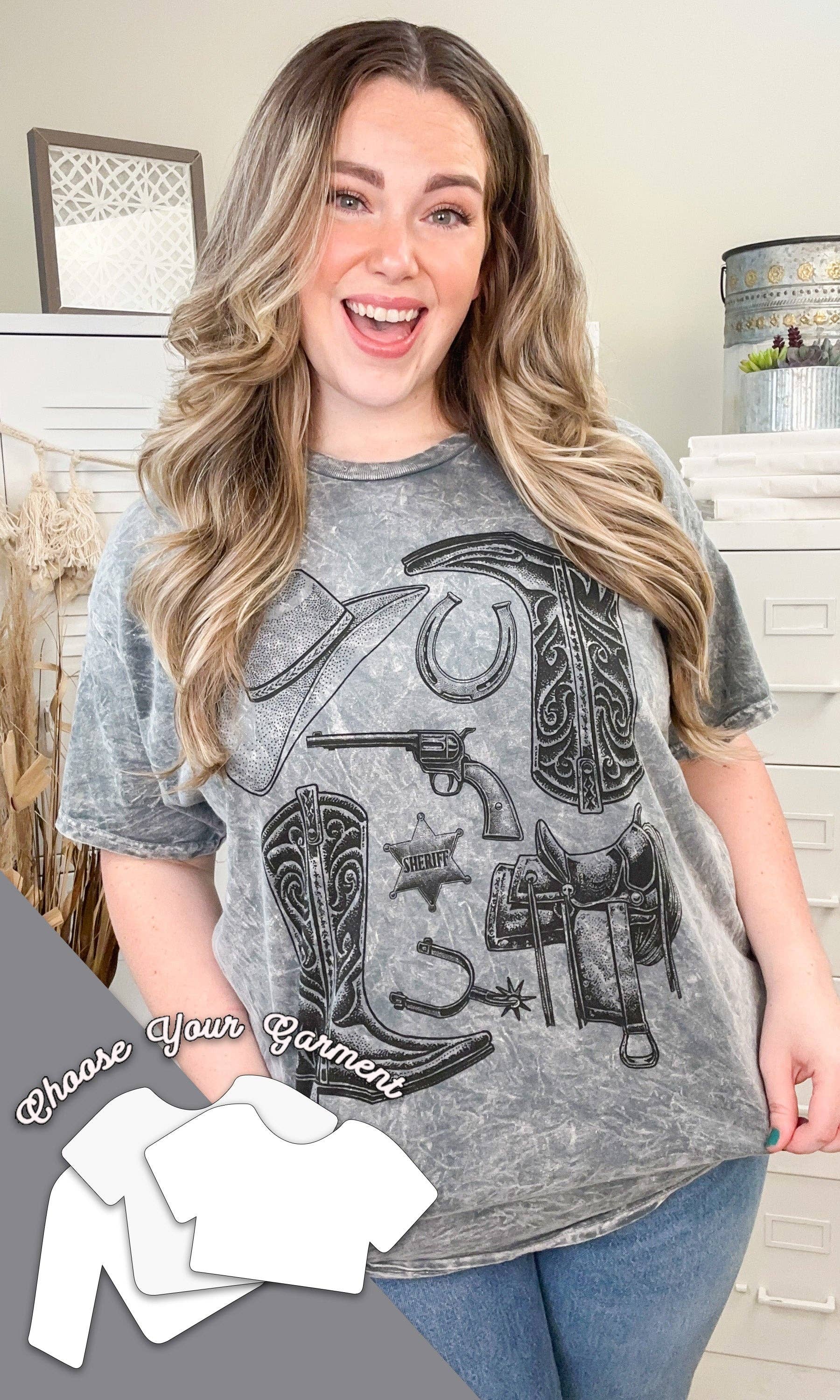 Sugar Stitch - Vente T-shirt à imprimés – unisexe - Graphique Vintage Cowboy Western7