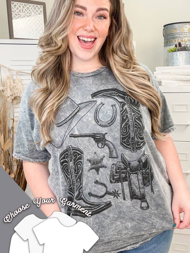 Vintage Western Cowboy Graphic for wholesale by Sugar Stitch