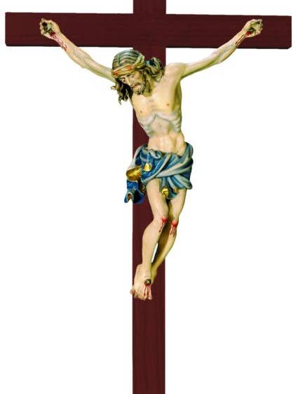 Crucifix de Table en Bois Sculpté à la Main Val Gardena pour la vente par Dolfi