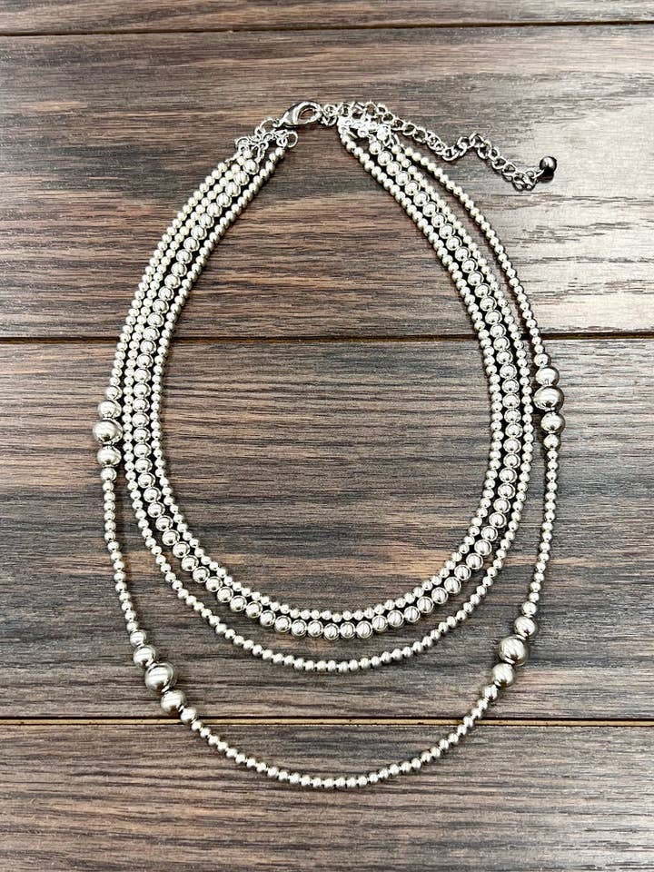 739452, Colar de Contas Navajo Prateado Feito à Mão de 22" por atacado de ISAC Trading Inc