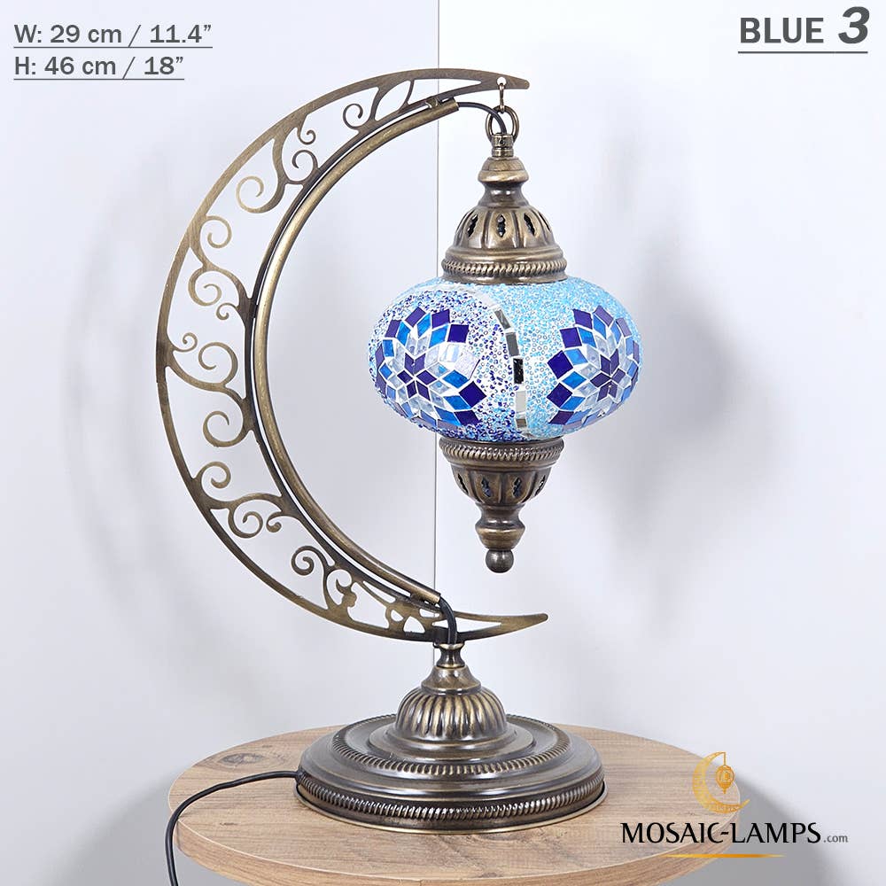 Mosaic Lamps - Wholesale Accent/Desk Lamp - 10+ Colors - Moroccan Moon Table Lamp, Arc, Murano Crescent5