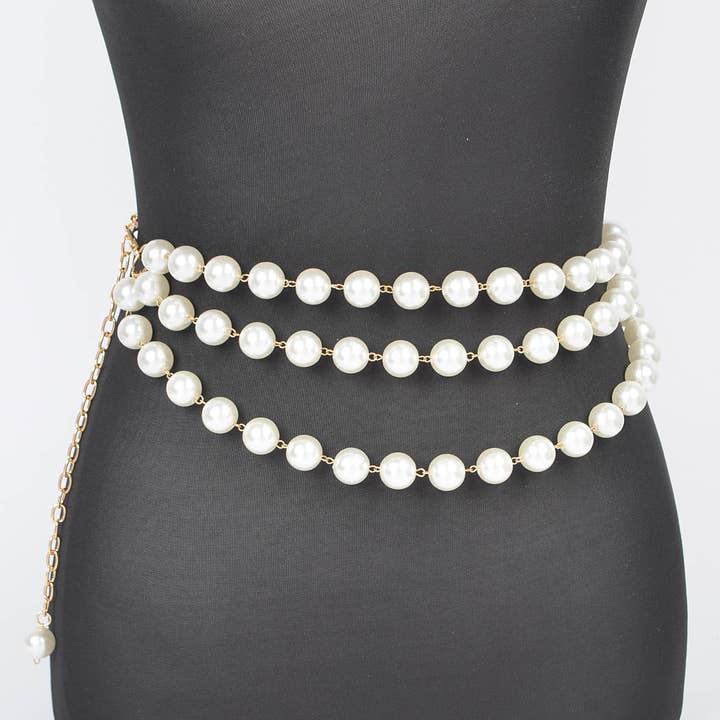 3AM BY H&D ACCESSORIES - Wholesale Belt - Women's - Multi Layered Pearl Chain Belt