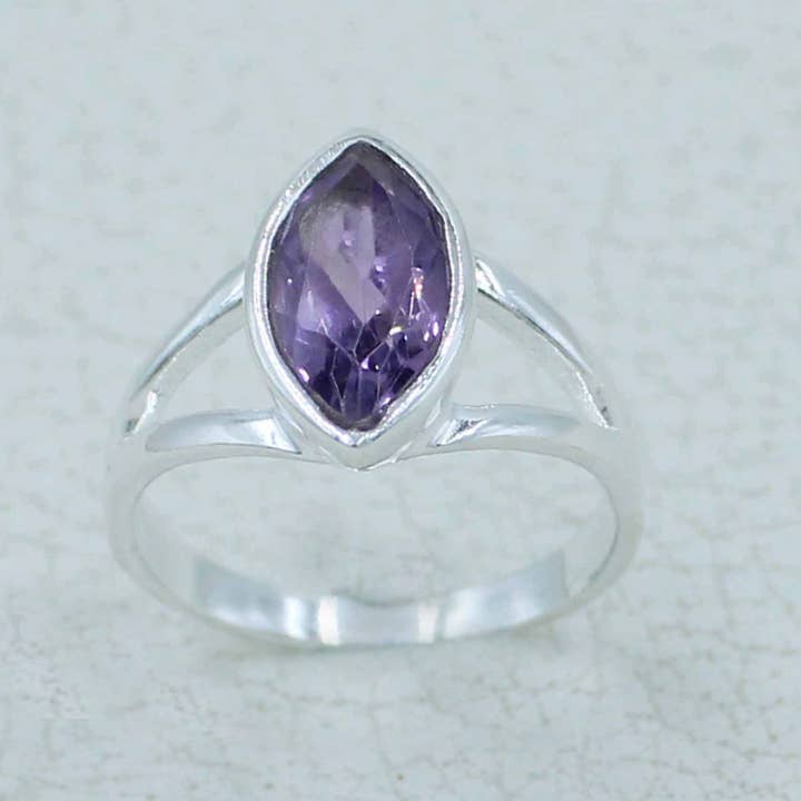Silvex Jewelry - Wholesale Single Stone/Solitaire Ring - Marquise Amethyst Silver Ring