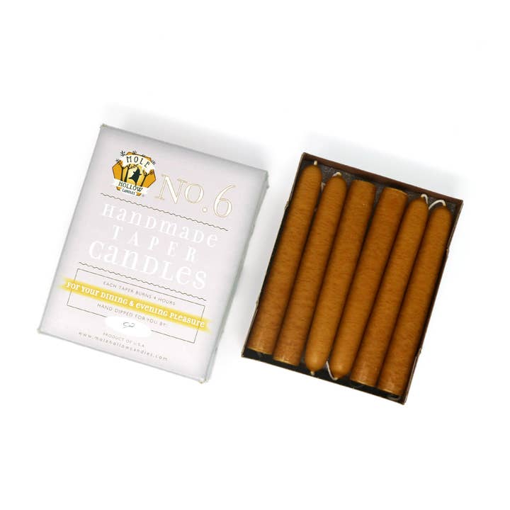 Mole Hollow Candles - Wholesale Tapered Candle/Candlestick - 6" Hand Dipped Unscented Taper Candles - 39 Colors USA Made16