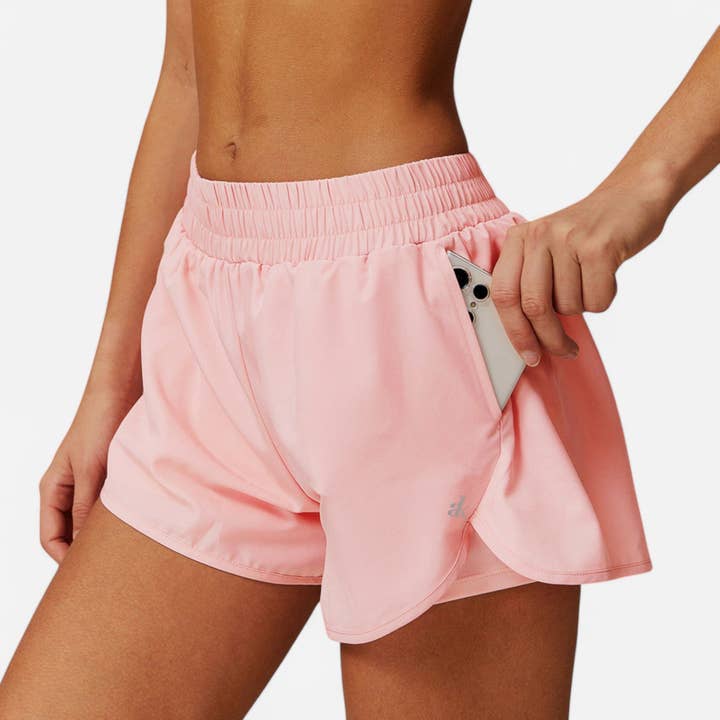Shorts de course à taille haute pour femmes à double couche avec élastique pour la vente par Active by Anna-Kaci