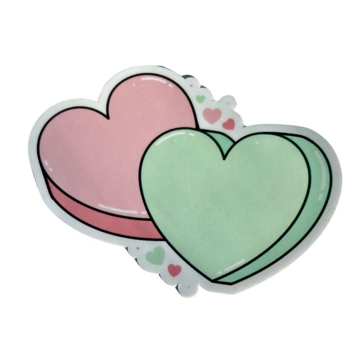 Adesivo di San Valentino con cuori di caramelle, 3" x 3" per la vendita all'ingrosso da parte di Denali & Co.