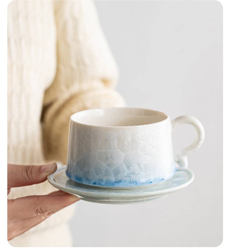 Gohobi （We cover U.S. import duties） – Großhandel Tee-/Kaffeetasse – Gohobi Kristallglasierte Kaffeetasse mit Untertasse 01314