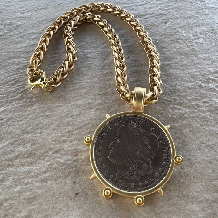 Loulu Designs - Wholesale Pendant/Charm Necklace - 1888 Morgan Dollar Replica Coin Necklace