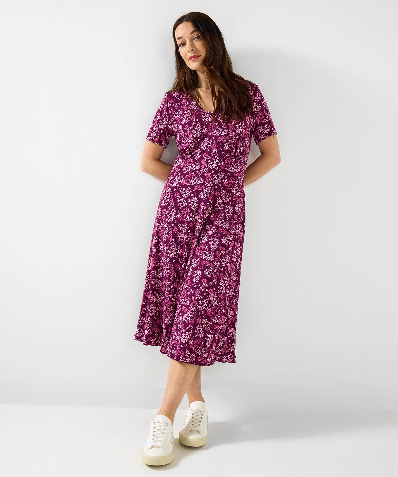 Plum Radiant Reversible Printed Jersey Dress for wholesale on Faire9