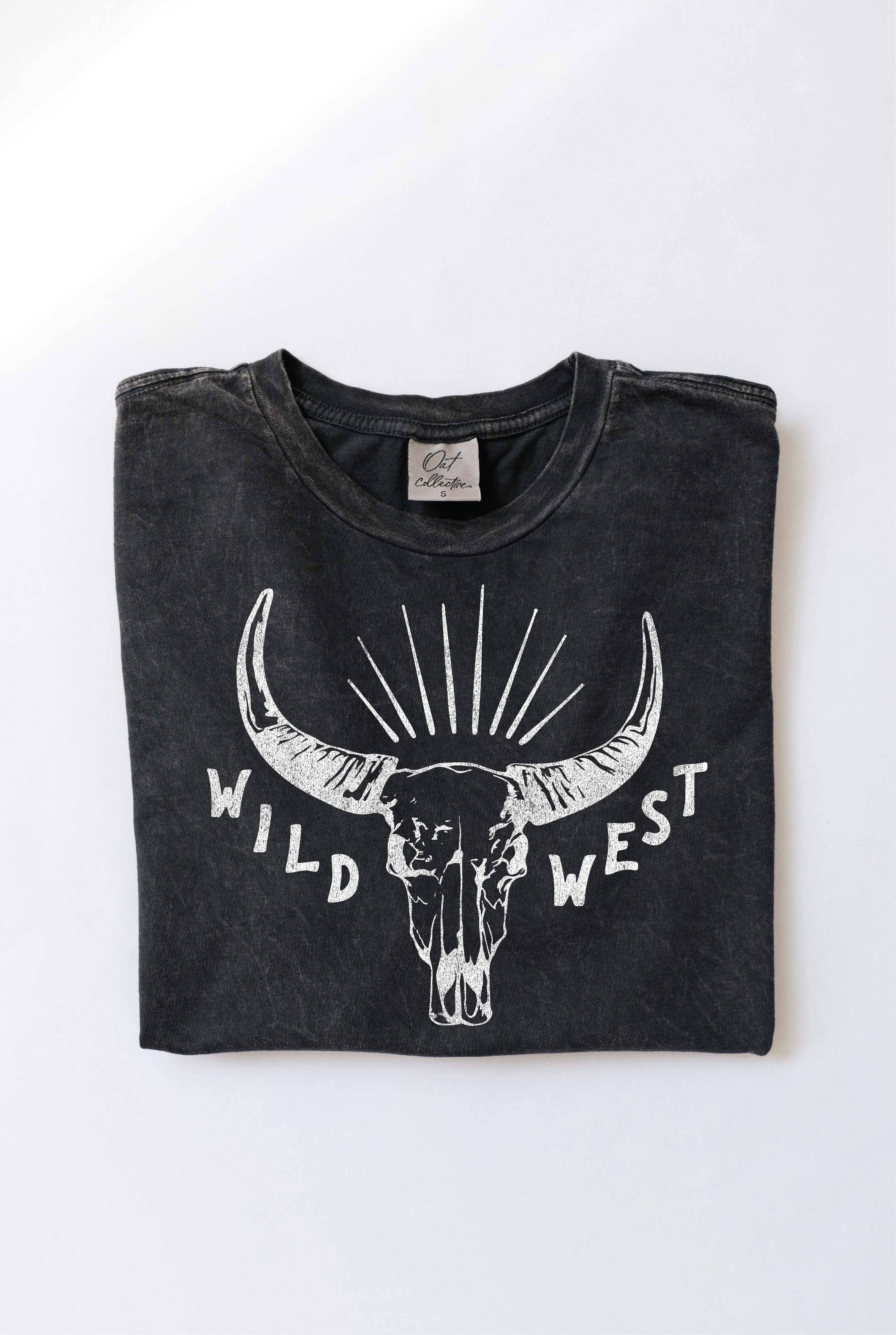 OAT COLLECTIVE - Wholesale Screen Printed T-Shirt - Women's - WILD WEST Mineral Washed Graphic Top0