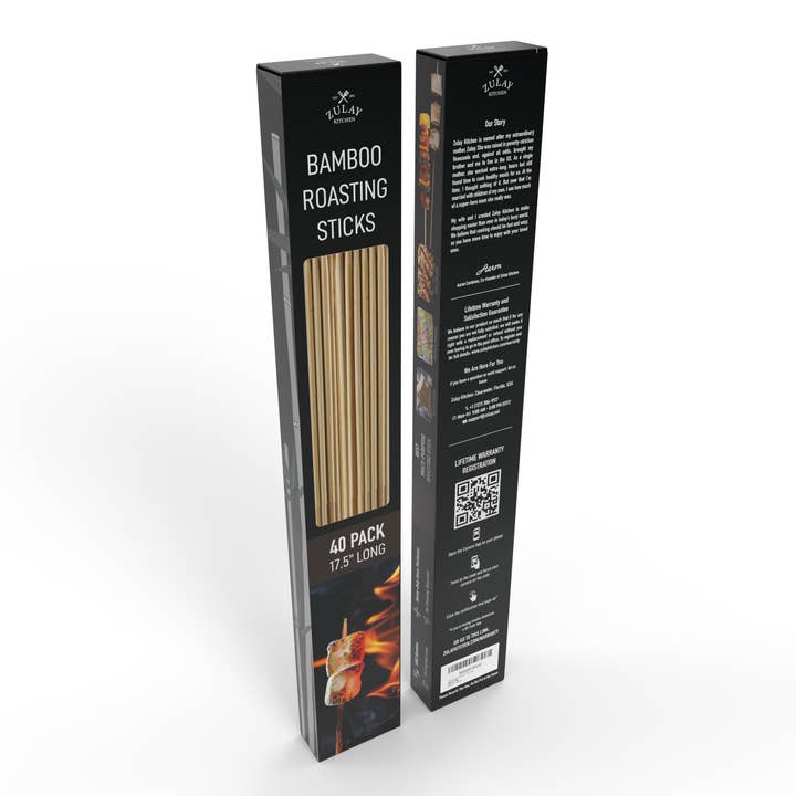 Zulay Kitchen - Wholesale Skewer - 40 Pack Bamboo Wooden Skewers Sticks