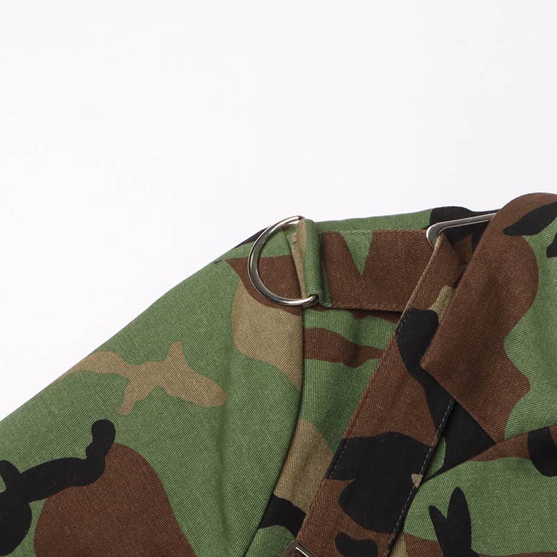 Color as pictures BL24Y Camouflage Belted Blazer with Military Accents for wholesale on Faire6